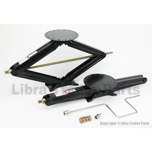 Set of 2 LIBRA 5000 lbs 30" RV Trailer Stabilizer Leveling Scissor Jacks w/handle & socket